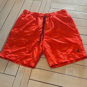 NAUTICA | Men’s Swim Trunks Orange Blue Anchor | Sz Medium
